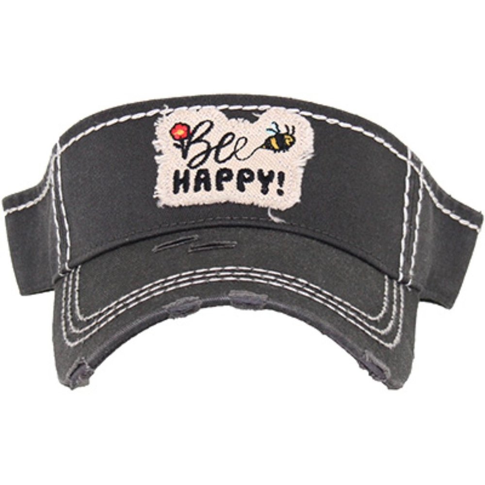 BEE HAPPY Vintage Distressed Visor NEW!